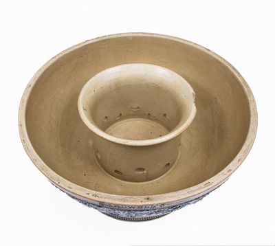 Large Stoneware Molded Punchbowl Advertising BARDWELL S ROOT BEER, Whites Utica