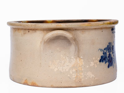 Rare L. LEHMAN & CO. / WEST 12 ST. N.Y. Large-Sized Stoneware Cake Crock w/ Grapes Decoration