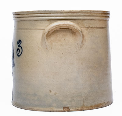 3 Gal. N. CLARK & CO. / LYONS Stoneware Crock w/ Slip-Trailed Floral Decoration