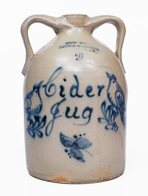Exceptional Gallupville, NY Advertising Cider Jug by NEW YORK STONEWARE CO. / FORT EDWARD