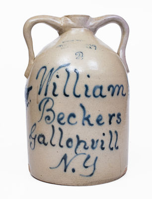 Exceptional Gallupville, NY Advertising Cider Jug by NEW YORK STONEWARE CO. / FORT EDWARD