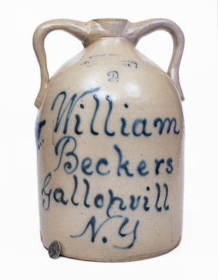 Exceptional Gallupville, NY Advertising Cider Jug by NEW YORK STONEWARE CO. / FORT EDWARD