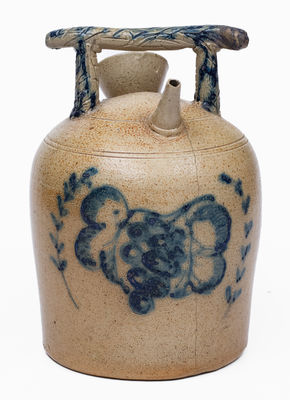 Unusual Ohio Stoneware Harvest Jug w/ Grapes Decoration, c1880