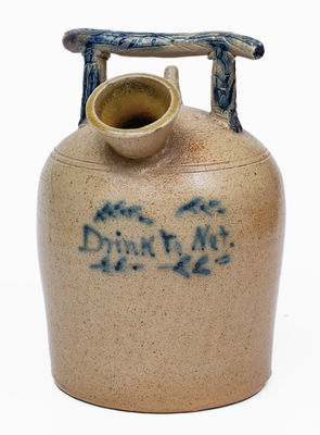Unusual Ohio Stoneware Harvest Jug w/ Grapes Decoration, c1880