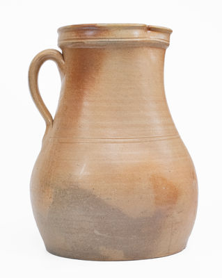 Unusual 2 Gal. Stoneware Pitcher w/ Brown and Blue Floral Decoration, Northeastern U.S.