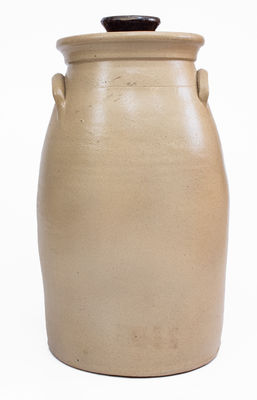 5 Gal. W. ROBERTS BINGHAMTON, NY Stoneware Churn w/ Flowering Urn Decoration