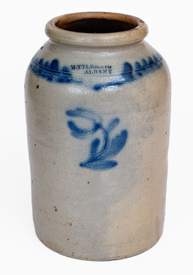 M. TYLER & CO. / ALBANY Stoneware Jar w/ Floral Decoration