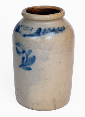 M. TYLER & CO. / ALBANY Stoneware Jar w/ Floral Decoration