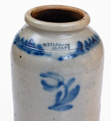M. TYLER & CO. / ALBANY Stoneware Jar w/ Floral Decoration