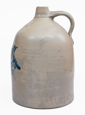 Scarce 4 Gal. F. T. WRIGHT & SON / TAUNTON, MASS. Stoneware Double Bird Jug