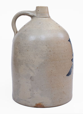 Scarce 4 Gal. F. T. WRIGHT & SON / TAUNTON, MASS. Stoneware Double Bird Jug