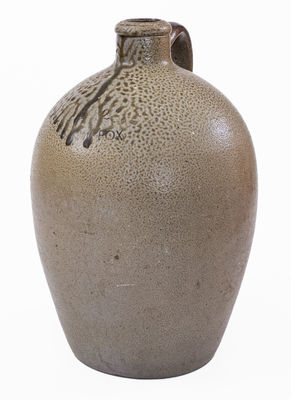 Scarce N. FOX Stoneware Jug, Nicholas Fox, Chatham County, NC
