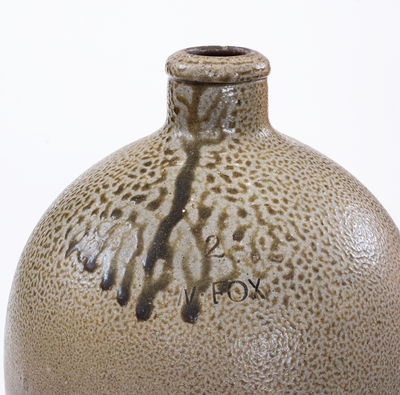 Scarce N. FOX Stoneware Jug, Nicholas Fox, Chatham County, NC