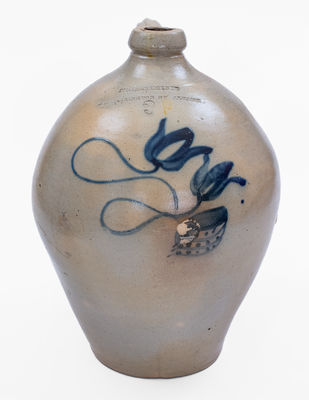 SMITH & BRICKNER / 221 WASHINGTON ST ALBANY, NY Stoneware Jug, c1845