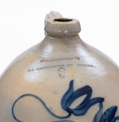SMITH & BRICKNER / 221 WASHINGTON ST ALBANY, NY Stoneware Jug, c1845