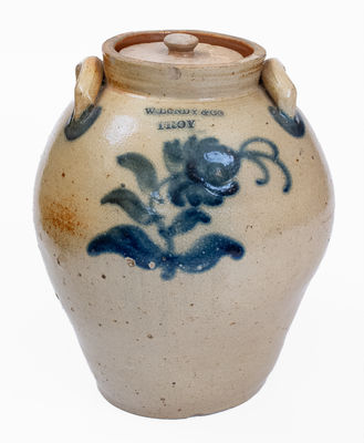 Rare W. LUNDY & CO. / TROY Ovoid Stoneware Jar, c1824-28