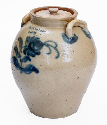 Rare W. LUNDY & CO. / TROY Ovoid Stoneware Jar, c1824-28