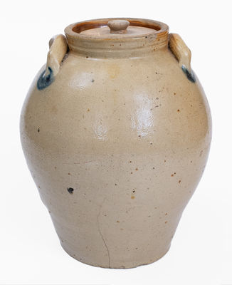 Rare W. LUNDY & CO. / TROY Ovoid Stoneware Jar, c1824-28
