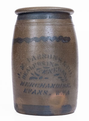 Rare Evans, West Virginia Stoneware Advertising Jar