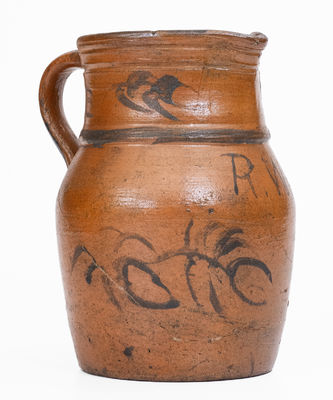 Rare Small-Sized Stoneware Pitcher by Rufus West at the Thompson Pottery, Morgantown, WV, c1875