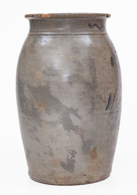 2 Gal. Pruntytown, WV Stoneware Jar w/ Floral Decoration, c1875