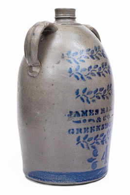 4 Gal. JAMES HAMILTON & CO. / GREENSBORO, PA Stoneware Double-Handled Jug
