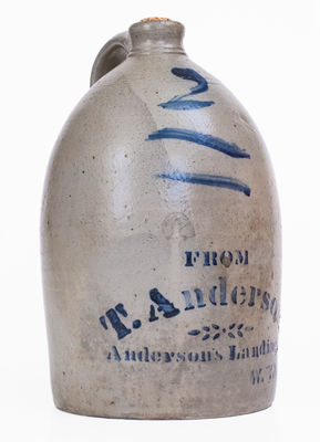 T. ANDERSON / ANDERSON S LANDING, W. VA Stoneware Jug, c1875