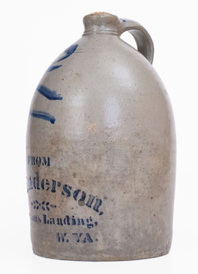 T. ANDERSON / ANDERSON S LANDING, W. VA Stoneware Jug, c1875