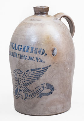 2 Gal. A. P. DONAGHHO / PARKERSBURG, W. VA Stoneware Stenciled Eagle Jug