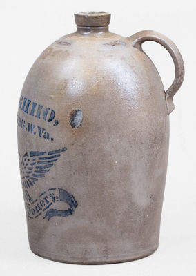 2 Gal. A. P. DONAGHHO / PARKERSBURG, W. VA Stoneware Stenciled Eagle Jug