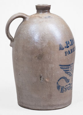 2 Gal. A. P. DONAGHHO / PARKERSBURG, W. VA Stoneware Stenciled Eagle Jug