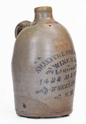 WHEELING, W. VA Stoneware Stenciled Advertising Jug, c1880