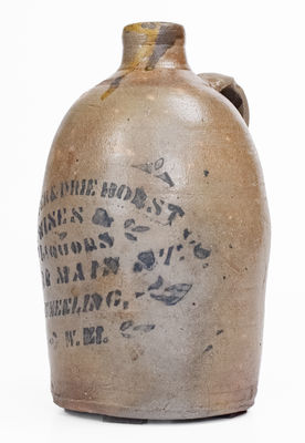 WHEELING, W. VA Stoneware Stenciled Advertising Jug, c1880