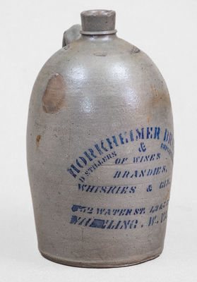 HORKHEIMER BROS. / WHEELING, W. VA Stoneware Stenciled Advertising Jug