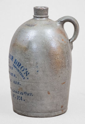 HORKHEIMER BROS. / WHEELING, W. VA Stoneware Stenciled Advertising Jug
