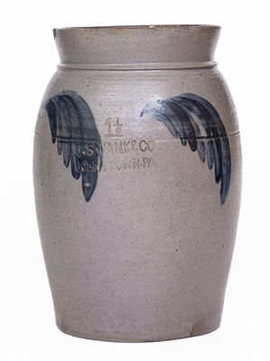 J. SWANK & CO / JOHNSTOWN, PA Cobalt-Decorated Stoneware Jar, c1860