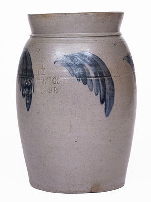 J. SWANK & CO / JOHNSTOWN, PA Cobalt-Decorated Stoneware Jar, c1860