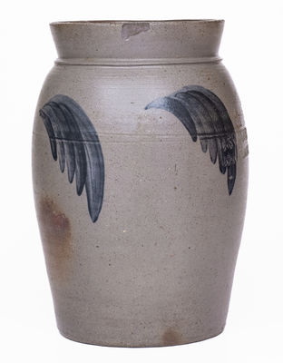 J. SWANK & CO / JOHNSTOWN, PA Cobalt-Decorated Stoneware Jar, c1860