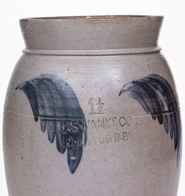 J. SWANK & CO / JOHNSTOWN, PA Cobalt-Decorated Stoneware Jar, c1860