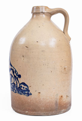 Rare ALBANY, NY Stoneware Jug w/ Bold Rabbit Decoration, c1860
