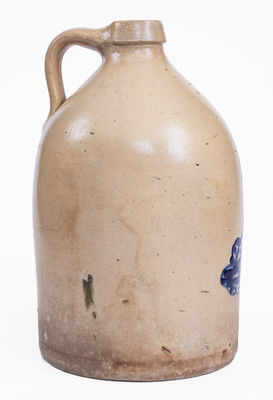 Rare ALBANY, NY Stoneware Jug w/ Bold Rabbit Decoration, c1860
