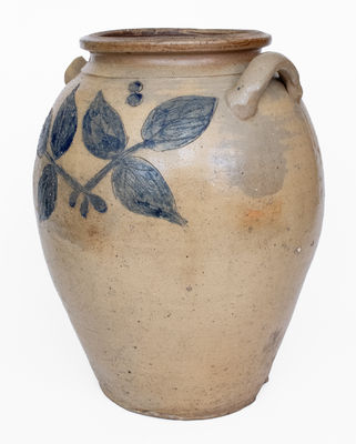 8 Gal. Ohio Stoneware Jar w/ Elaborate Incised Leaf Decoration