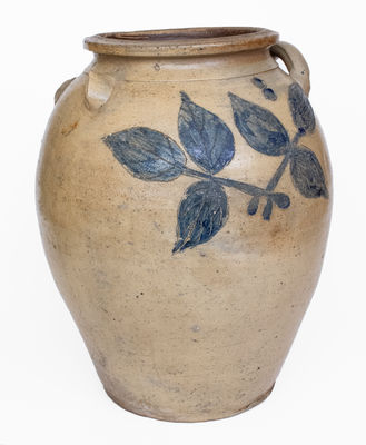 8 Gal. Ohio Stoneware Jar w/ Elaborate Incised Leaf Decoration