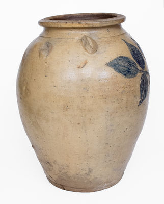 8 Gal. Ohio Stoneware Jar w/ Elaborate Incised Leaf Decoration