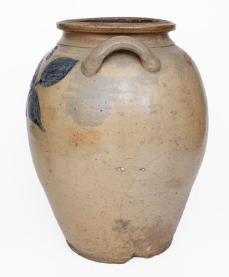 8 Gal. Ohio Stoneware Jar w/ Elaborate Incised Leaf Decoration