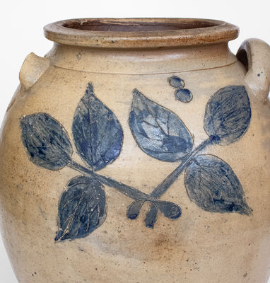 8 Gal. Ohio Stoneware Jar w/ Elaborate Incised Leaf Decoration
