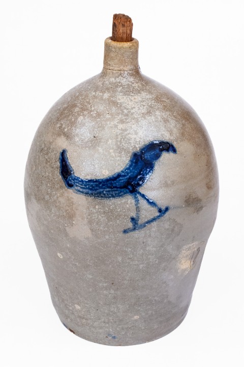 Very Unusual 2 Gal. Stoneware Jug with Bird Decoration, Baltimore, MD, circa 1820