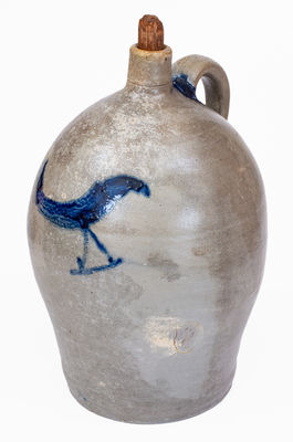 Extremely Rare Baltimore Stoneware Jug w/ Bird Decoration, c1815-20