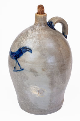 Extremely Rare Baltimore Stoneware Jug w/ Bird Decoration, c1815-20