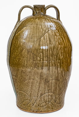 Large-Sized Double-Handled Stoneware Jug w/ Glaze Drips by Michael Crocker